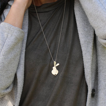 Large Gold Rabbit Pendant Necklace • Long Minimalist Bunny Jewelry
